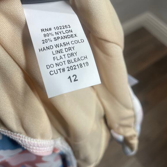 Esther Williams ModCloth 12 One Piece Swim Dress Shorts Blue Chic Let Fun Bloom - Picture 13 of 13